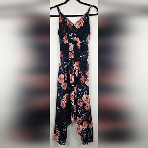 Navy Blue Floral Maxi Dress Size Small
